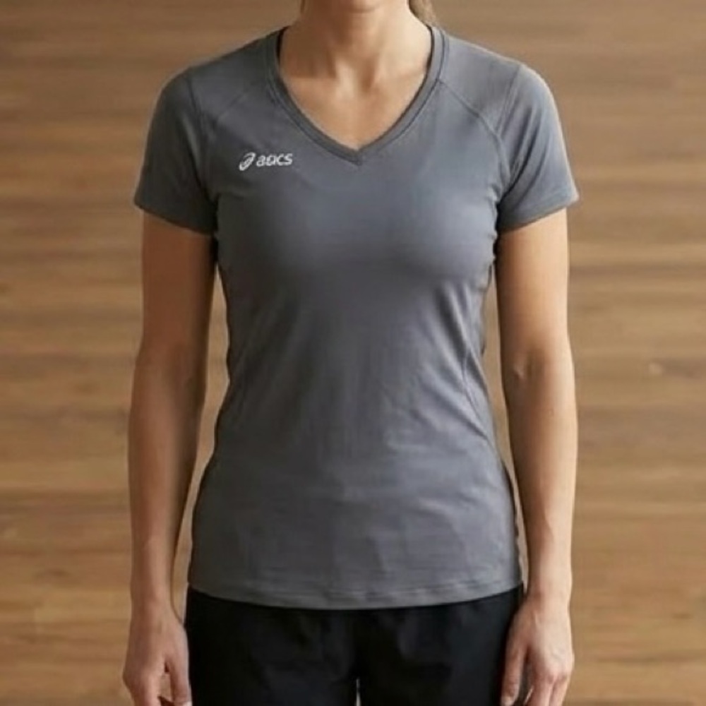 ASICS Women's Charcoal V-Neck Tee size M